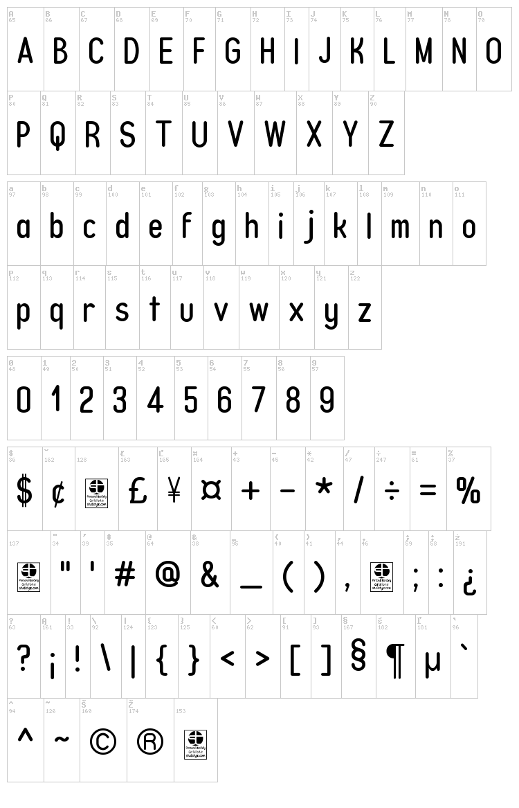 Typo Quik font map